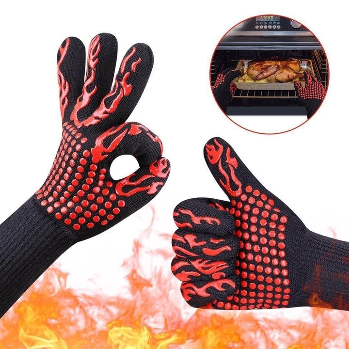 bakewere Oven Mitts Gloves BBQ Silicon gloves High Temperature Anti-scalding 500,800 Degree Insulation Barbecue Image 3