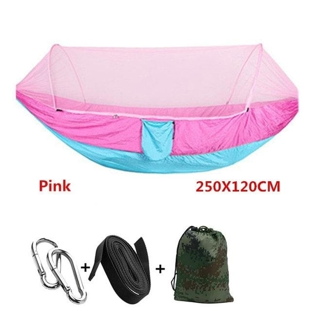 Automatic unfolding hammock ultralight parachute hunting mosquito net double lifting outdoor furniture 250X120CM Image 8