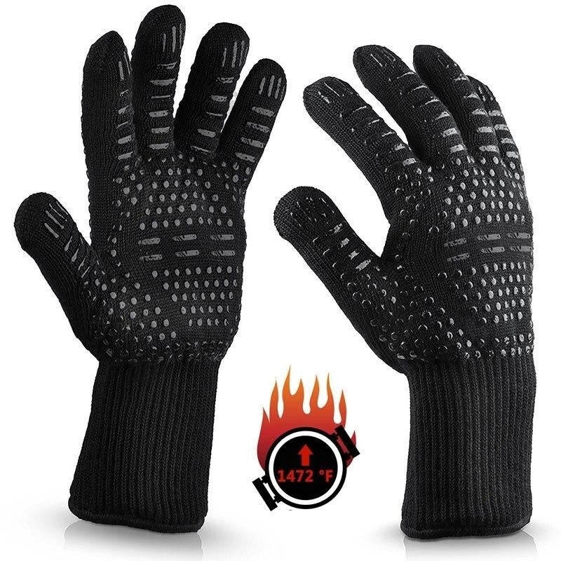 bakewere Oven Mitts Gloves BBQ Silicon gloves High Temperature Anti-scalding 500,800 Degree Insulation Barbecue Image 4