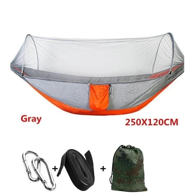 Automatic unfolding hammock ultralight parachute hunting mosquito net double lifting outdoor furniture 250X120CM Image 9