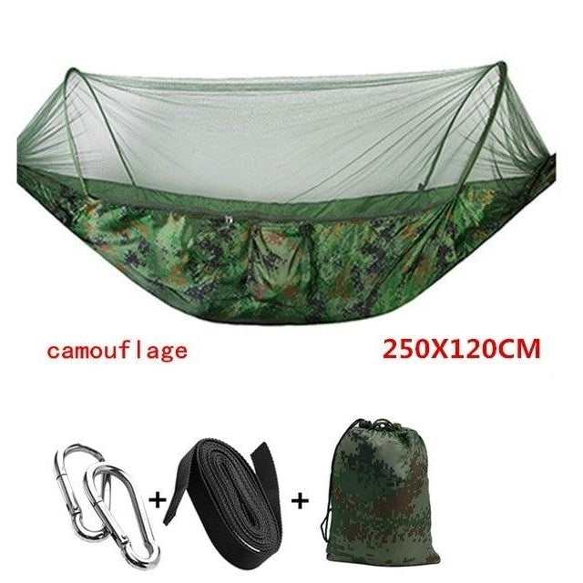 Automatic unfolding hammock ultralight parachute hunting mosquito net double lifting outdoor furniture 250X120CM Image 10