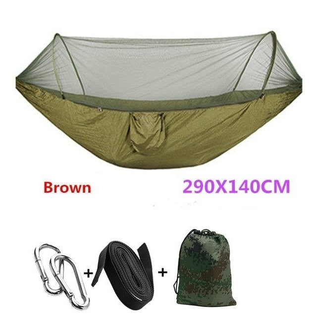 Automatic unfolding hammock ultralight parachute hunting mosquito net double lifting outdoor furniture 250X120CM Image 11