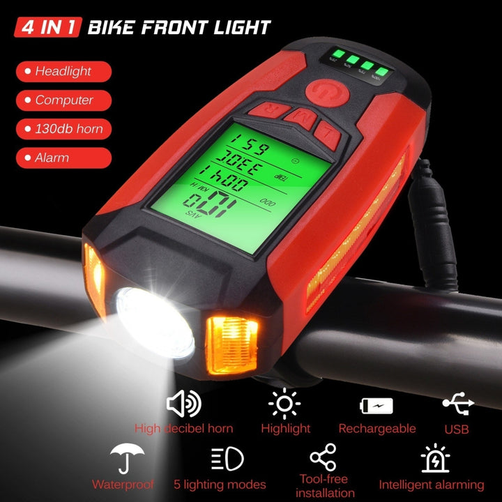 Bicycle Lamp USB Front Bike Light Rechargeable Bicycle Headlight with Bicycle Speedometer Image 9