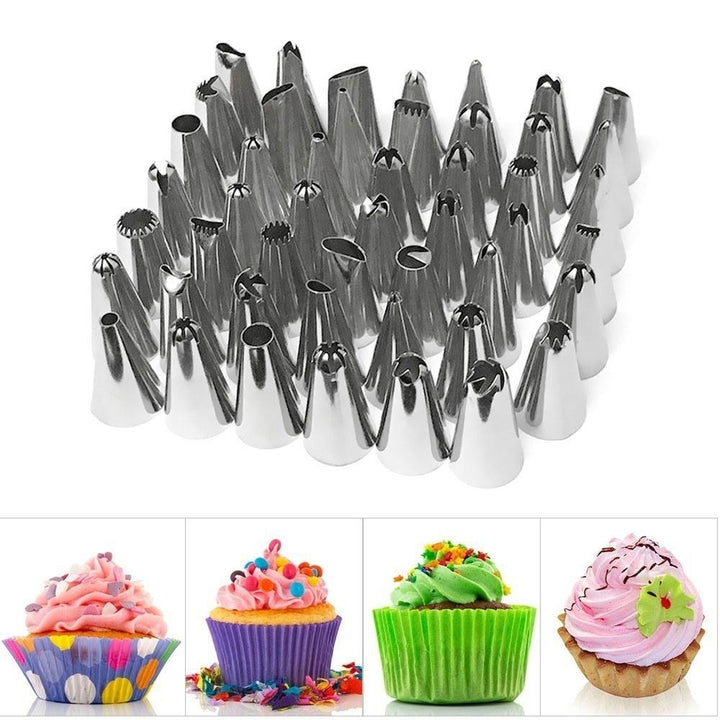 Cake Decor Stainless Steel Decorating Supplies Turntable 50PCS,Set DIY Cream Tools Image 12