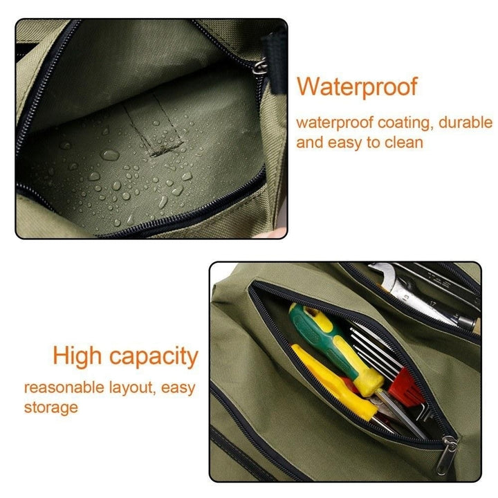 Car Tool Roll Up Bags Waxed Canvas Storage Carriers Pouch Tools Tote Sling Holder Back Seats Organizer Image 5