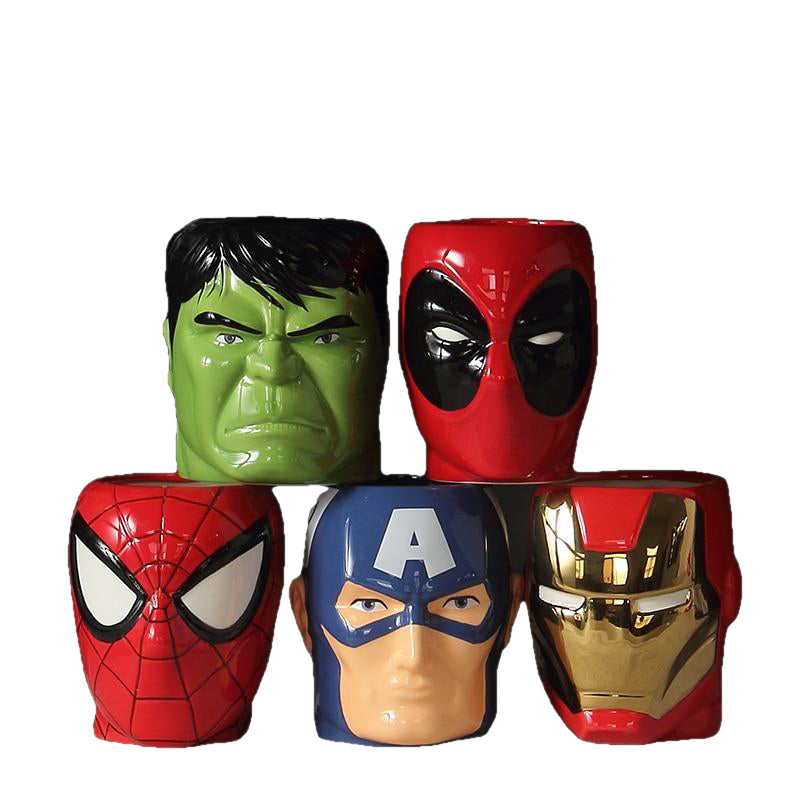 Creative 3D Cartoon Super Hero Iron SpiderMan TreeMan Cup Milk Coffee Ceramic Mugs Fashion The Avenger Baby Flowerpot Image 2