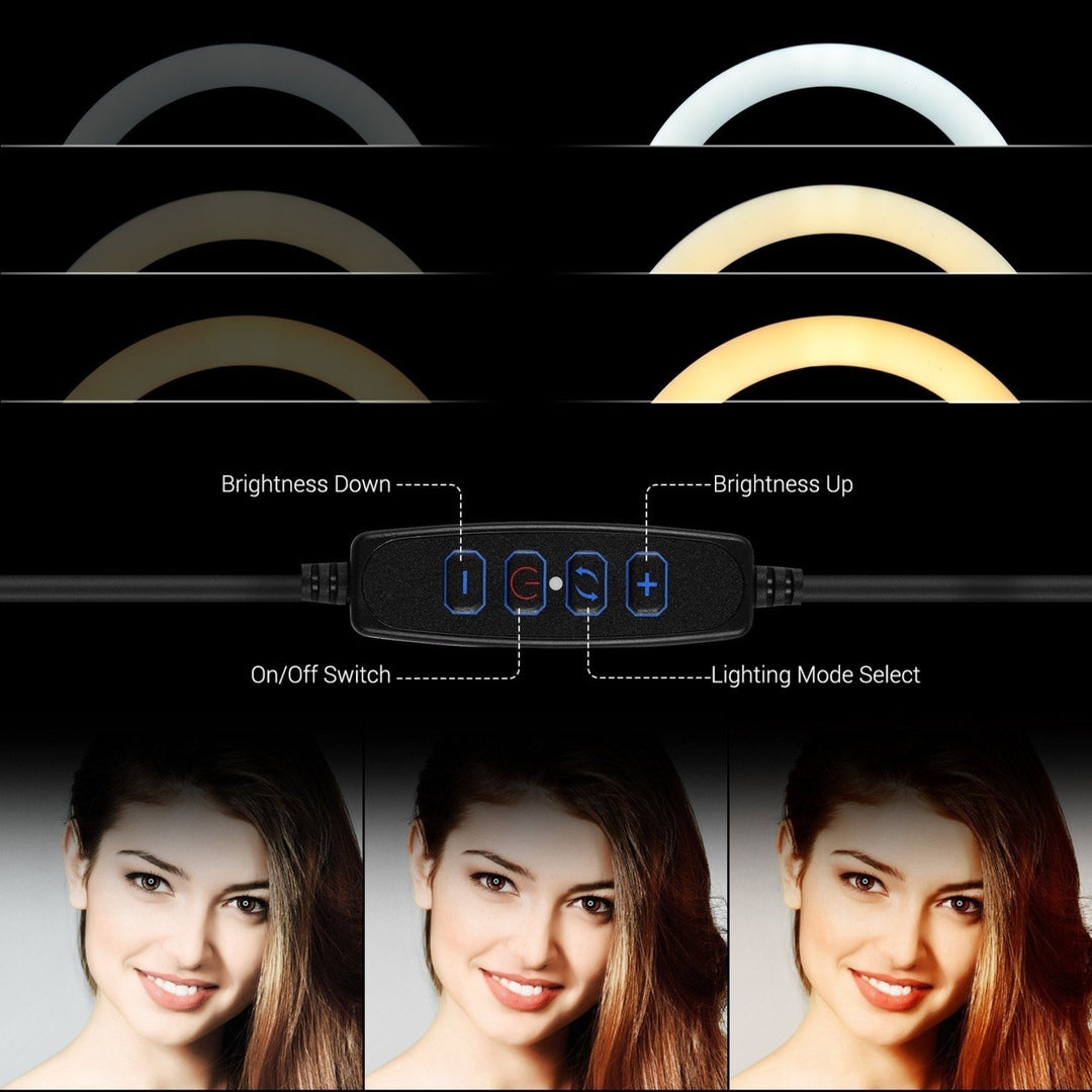 10 Inch Mini LED Ring Light Photography Fill-in 3 Lighting Modes Image 5