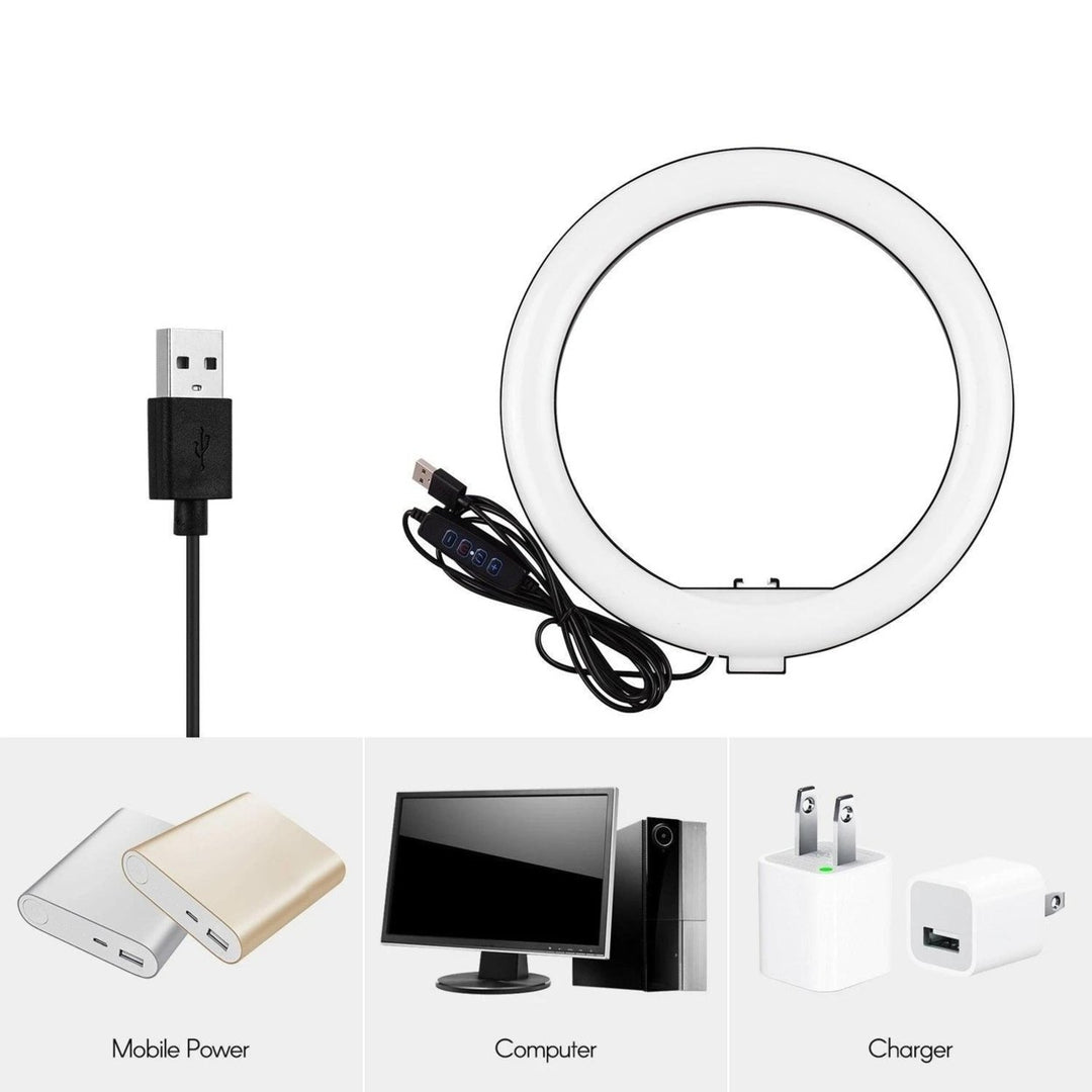 10 Inch Mini LED Ring Light Photography Fill-in 3 Lighting Modes Image 7