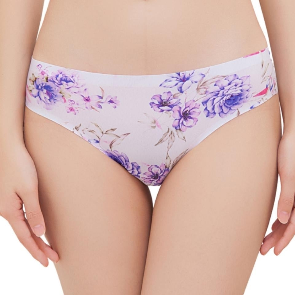 Floral Printed Seamless Ultra-thin Low Waist Thong Briefs Image 5