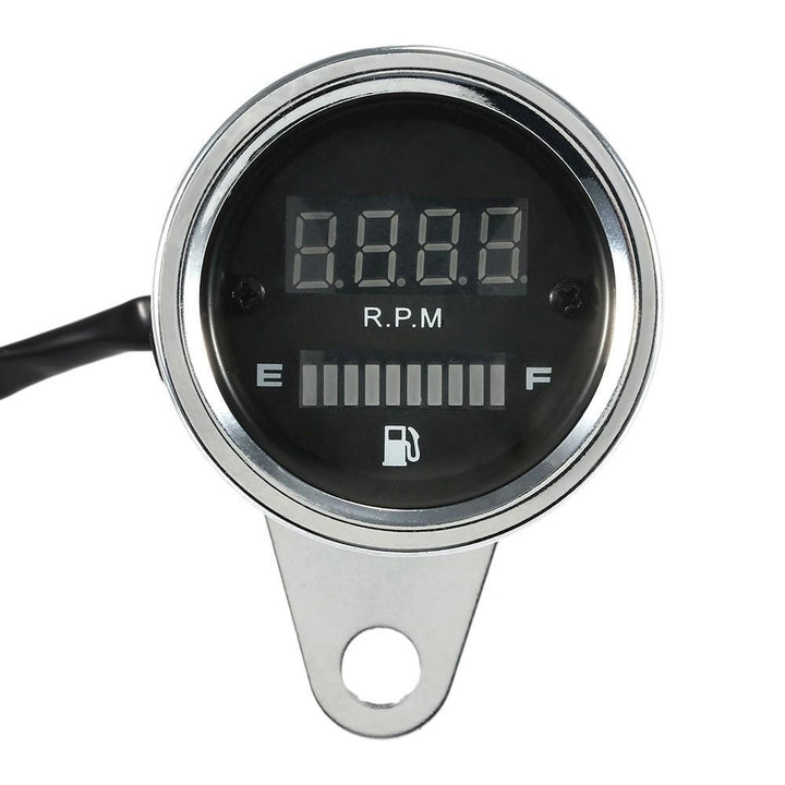 12V Motorcycle 2 in 1 Tachometer RPM Shift Meter Fuel Gauge with Digital LED Indicator Image 1