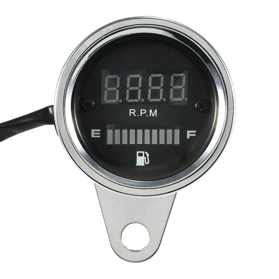 12V Motorcycle 2 in 1 Tachometer RPM Shift Meter Fuel Gauge with Digital LED Indicator Image 1