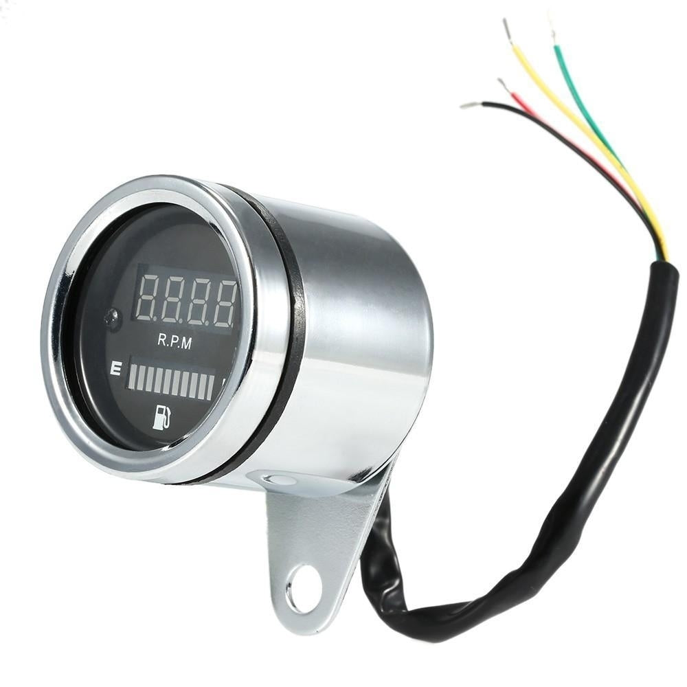 12V Motorcycle 2 in 1 Tachometer RPM Shift Meter Fuel Gauge with Digital LED Indicator Image 3