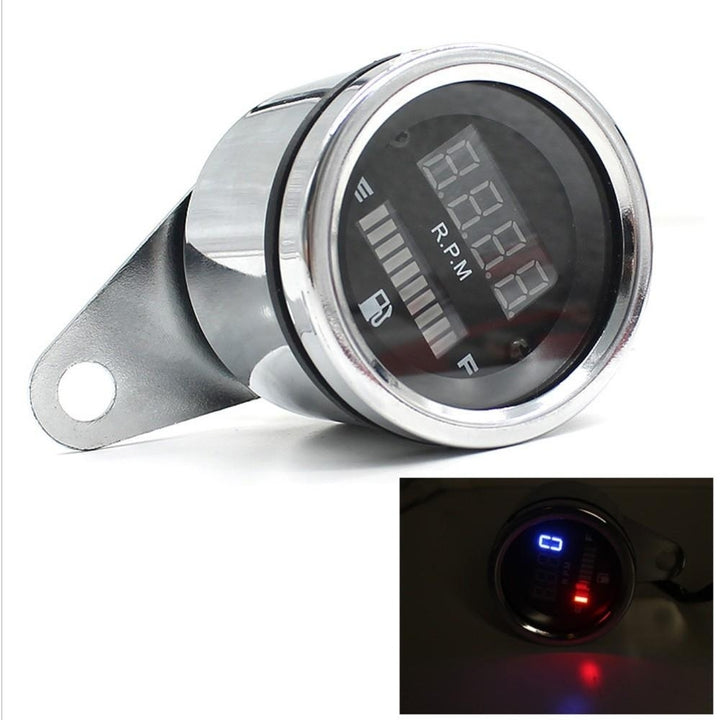 12V Motorcycle 2 in 1 Tachometer RPM Shift Meter Fuel Gauge with Digital LED Indicator Image 4