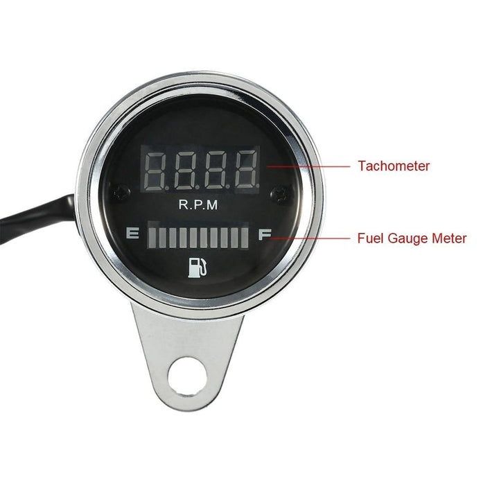 12V Motorcycle 2 in 1 Tachometer RPM Shift Meter Fuel Gauge with Digital LED Indicator Image 6