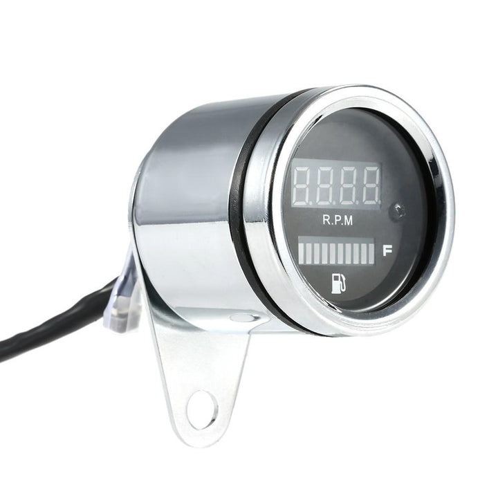 12V Motorcycle 2 in 1 Tachometer RPM Shift Meter Fuel Gauge with Digital LED Indicator Image 7