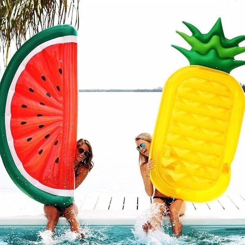 Giant Pool Float Swimming Ring Pineapple Watermelon Inflatable Mattress Floating Party Rings Image 2