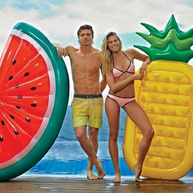 Giant Pool Float Swimming Ring Pineapple Watermelon Inflatable Mattress Floating Party Rings Image 3