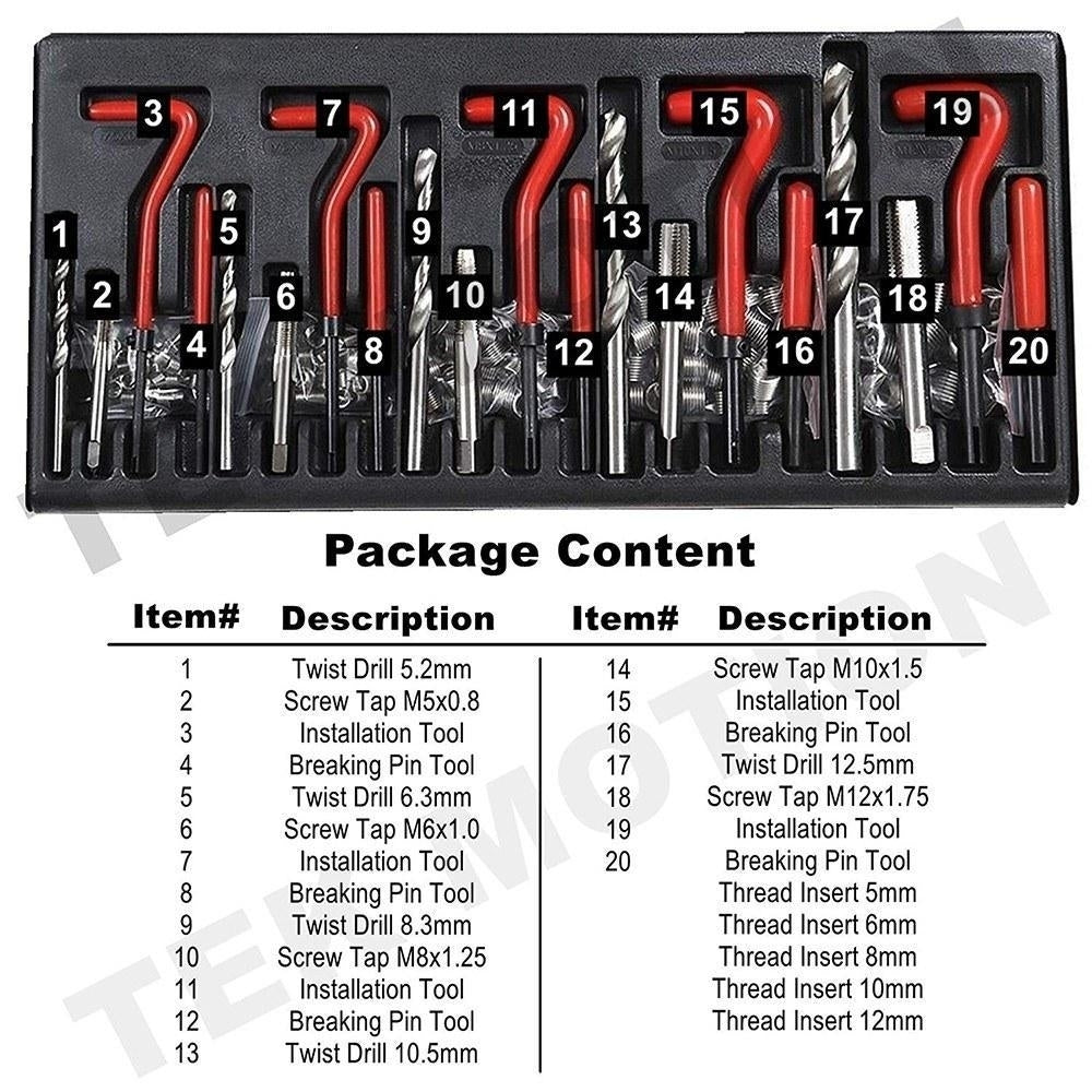 131pc Stripped Thread Rethread Helicoil Repair Kit Set Metric M5 M6 M8 M10 M12 Image 11