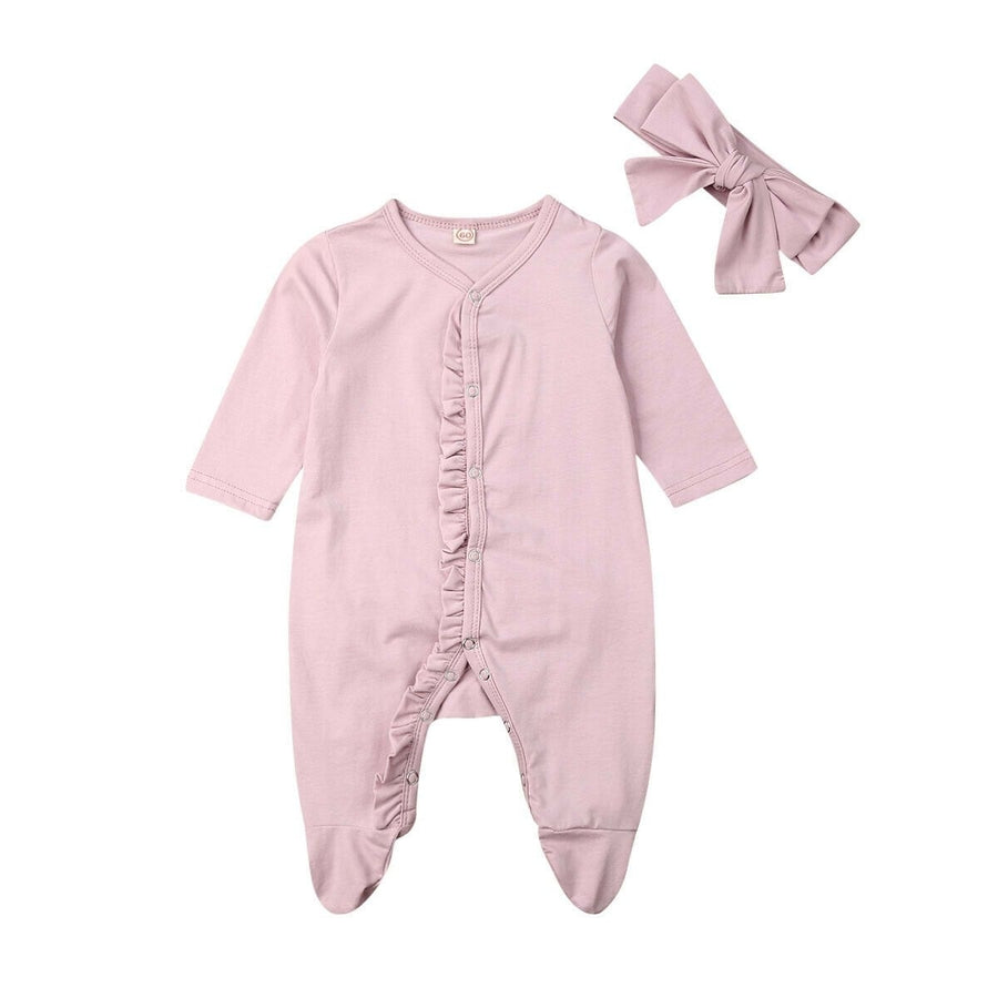 Infant Baby Romper Playsuits Bodysuit Sleepwear Pajamas Headband Clothes Kids Blanket Image 1