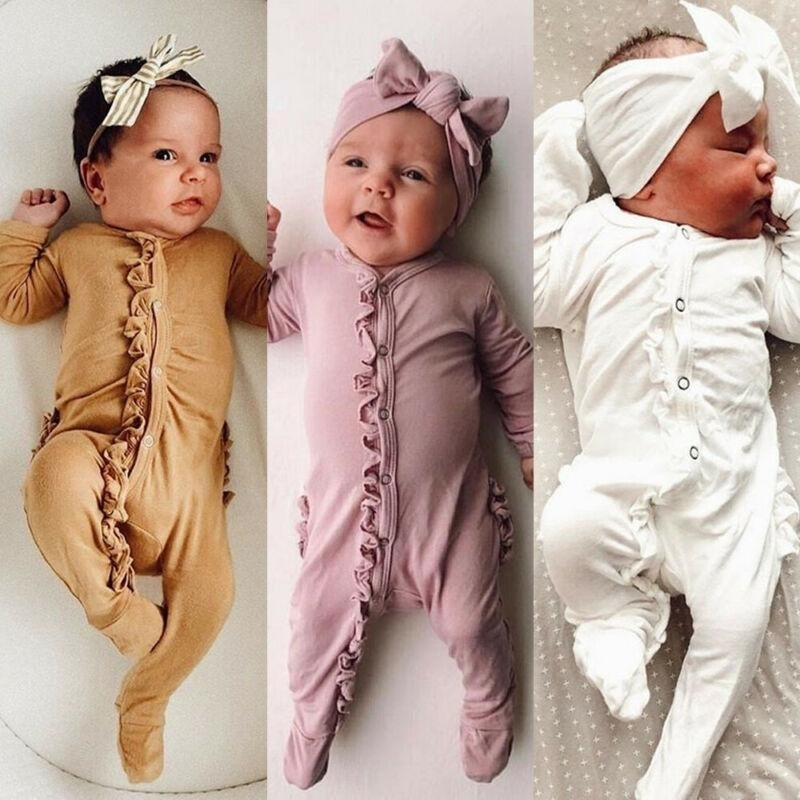 Infant Baby Romper Playsuits Bodysuit Sleepwear Pajamas Headband Clothes Kids Blanket Image 3