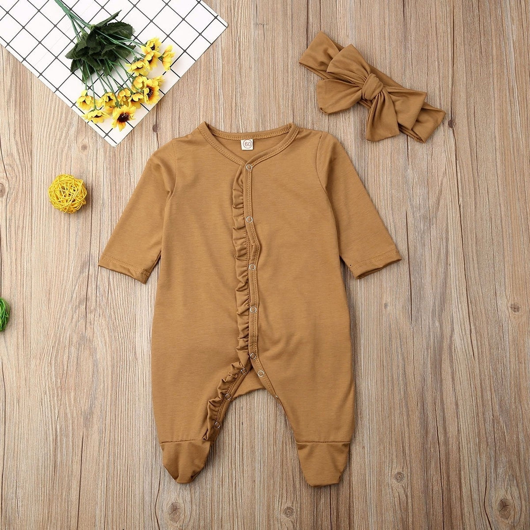 Infant Baby Romper Playsuits Bodysuit Sleepwear Pajamas Headband Clothes Kids Blanket Image 8