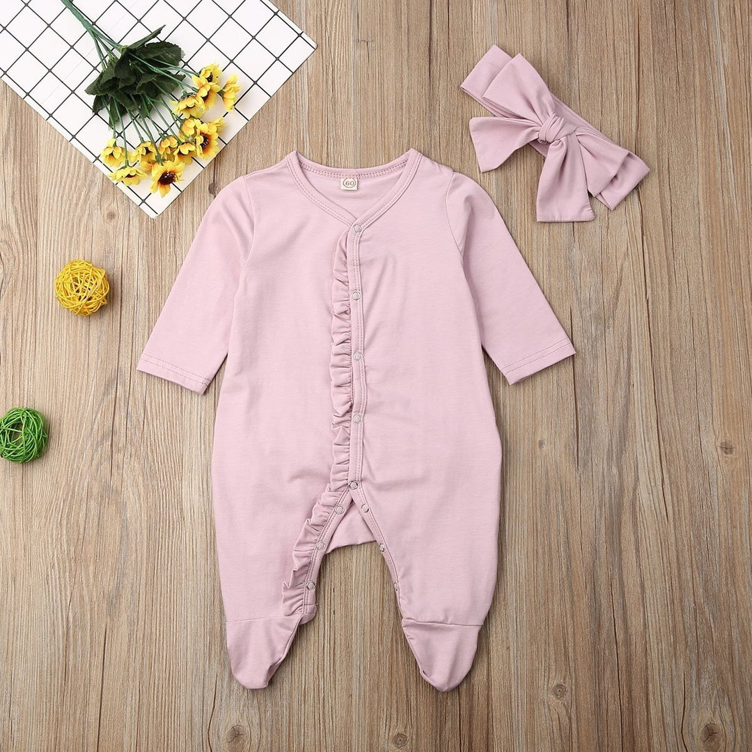 Infant Baby Romper Playsuits Bodysuit Sleepwear Pajamas Headband Clothes Kids Blanket Image 9