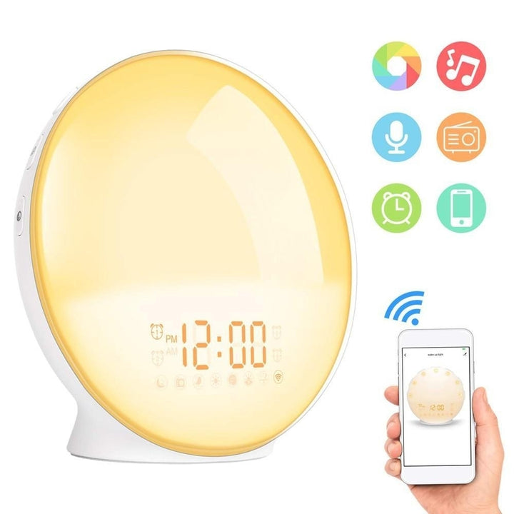 Intelligent SmartAPP Voice Control Wifi Alarm Clock Adjustable Digital Snooze Colorful Lamp Night Light Image 2