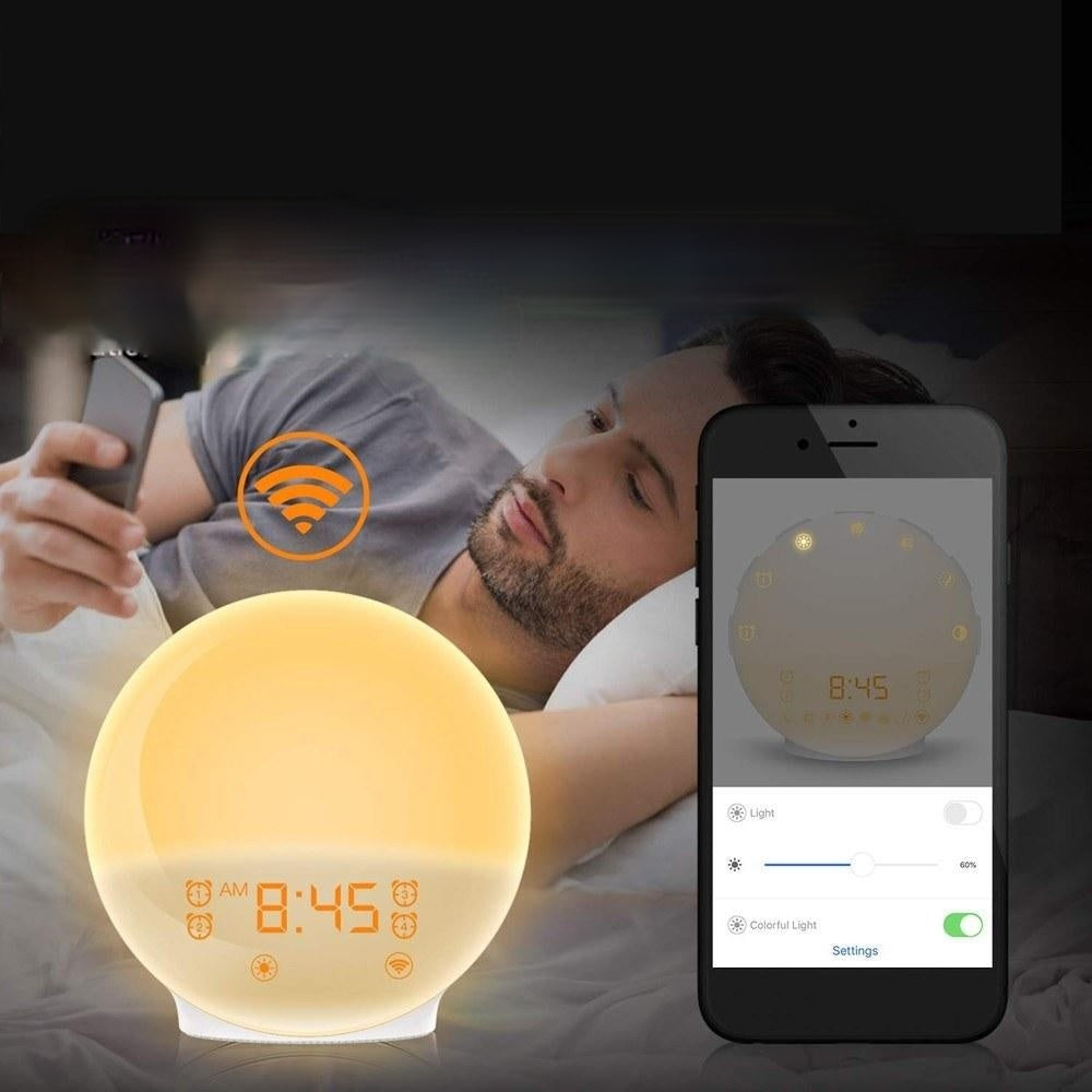 Intelligent SmartAPP Voice Control Wifi Alarm Clock Adjustable Digital Snooze Colorful Lamp Night Light Image 5