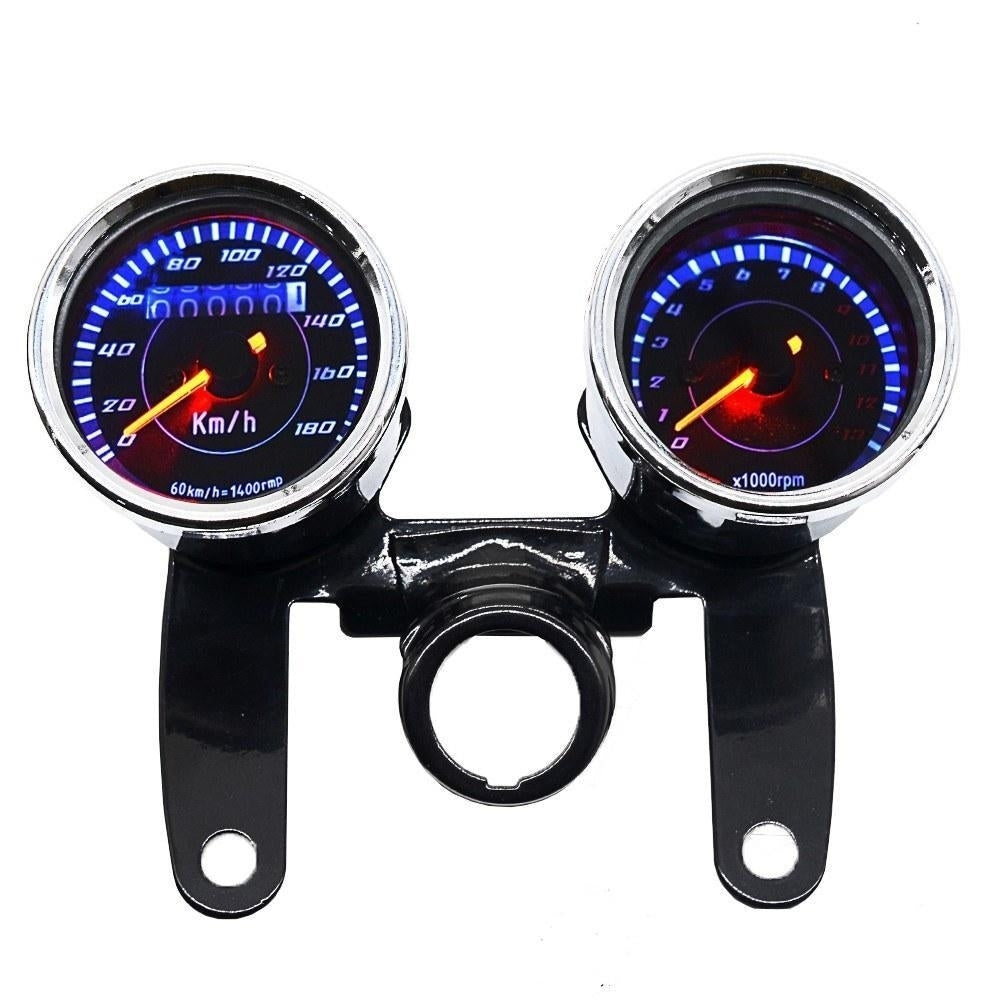 2-in-1 Motorcycle Odometer Speedometer Tachometer Speed Meter 12V Image 1