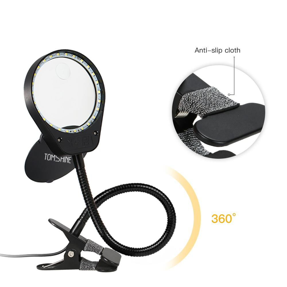 LED 3X,10X Magnifier Glass with Clamp Clip Table Light Image 6