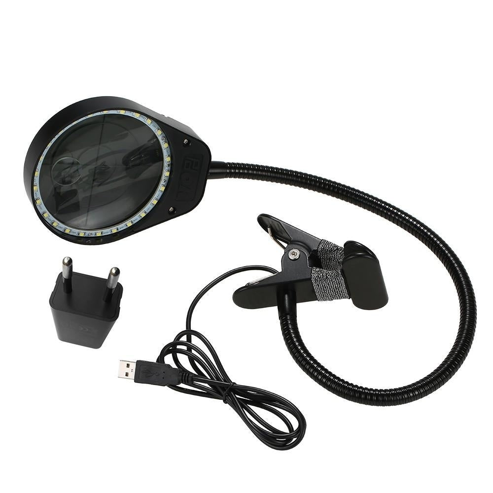 LED 3X,10X Magnifier Glass with Clamp Clip Table Light Image 8