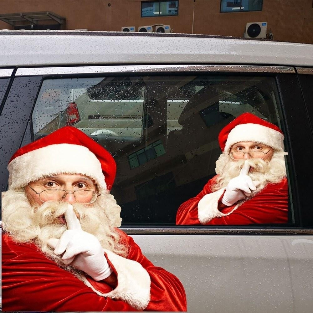 2PCS 3D Cartoon Santa Car Window Cover Auto Covers Realistic Sticker Christmas Gift(Left and Right) Image 3