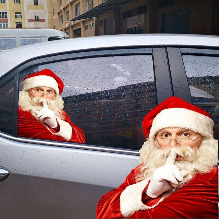 2PCS 3D Cartoon Santa Car Window Cover Auto Covers Realistic Sticker Christmas Gift(Left and Right) Image 4