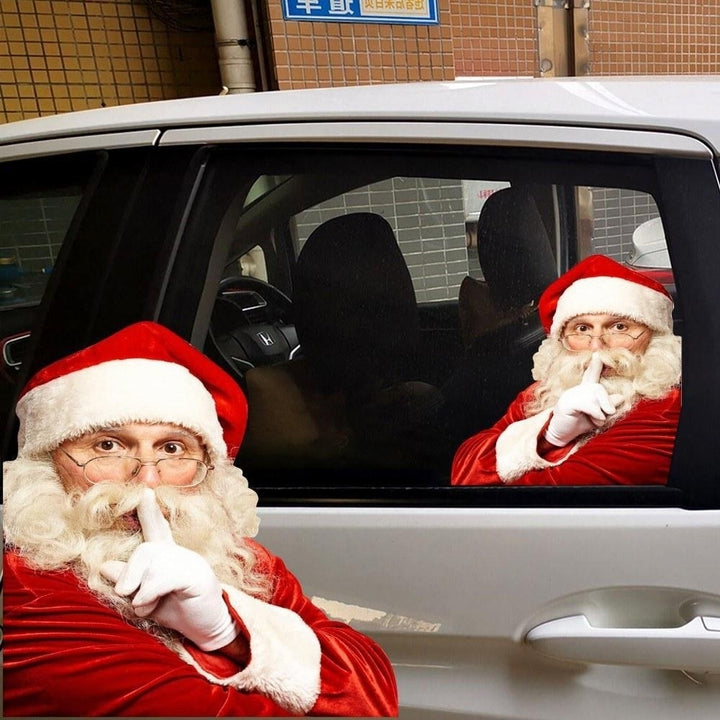 2PCS 3D Cartoon Santa Car Window Cover Auto Covers Realistic Sticker Christmas Gift(Left and Right) Image 5