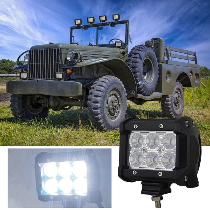 2PCS LED Light Bar 4in 18W Flood Fog Road Boat Driving Led Work SUV Lamp Image 5