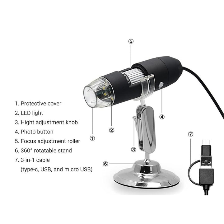 3 in 1 Electronic Microscope 1080P HD Digital Magnifier Image 3