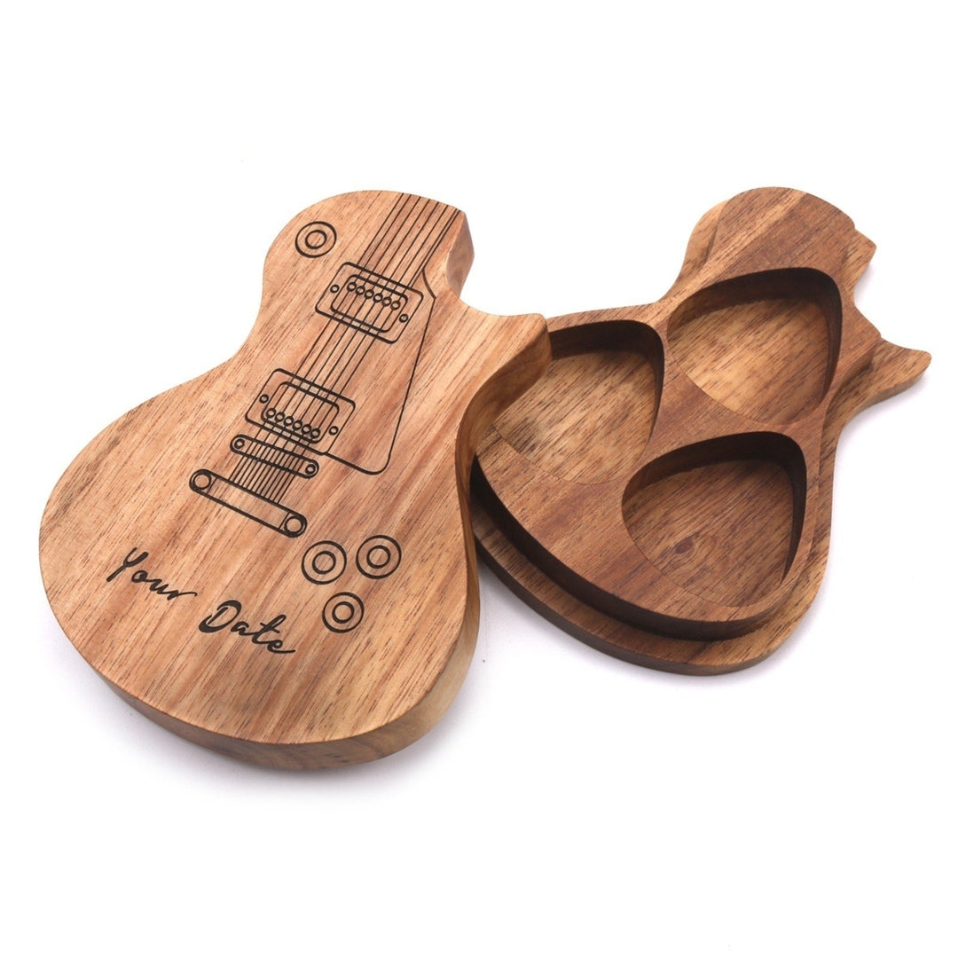 3 Pcs Wooden Guitar Picks with Box Wood Image 3