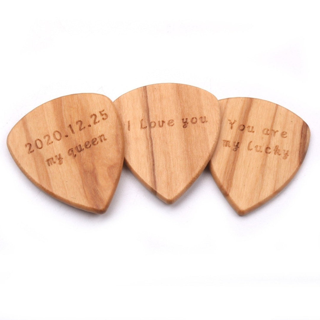 3 Pcs Wooden Guitar Picks with Box Wood Image 7