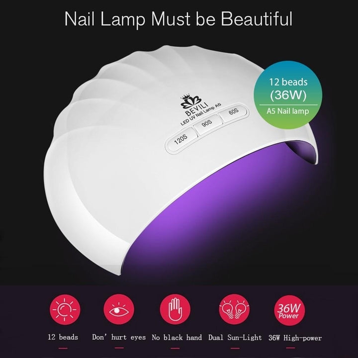 36W LED Nail Lamp Fingernail Toenail Gel Curing Nail Dryer Image 2