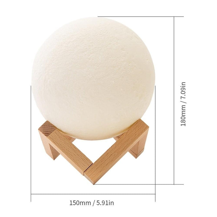 3D Print Moon Lamp with Wood Stand Remote and Touching Control Image 3