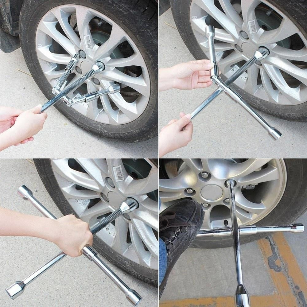 4 Way Wheel Cross Wrench Folding Car Tyre Repair Tools 17 19 21 23mm Image 11