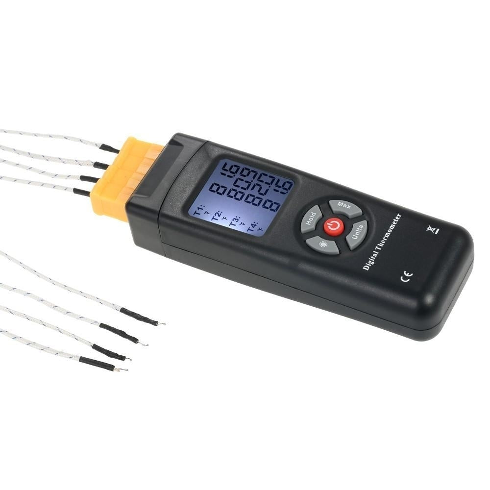 4-Channel K-Type Digital LCD Thermometer Thermocouple Sensor -50~1350 C,-58~2462 F Data Hold Function Image 2