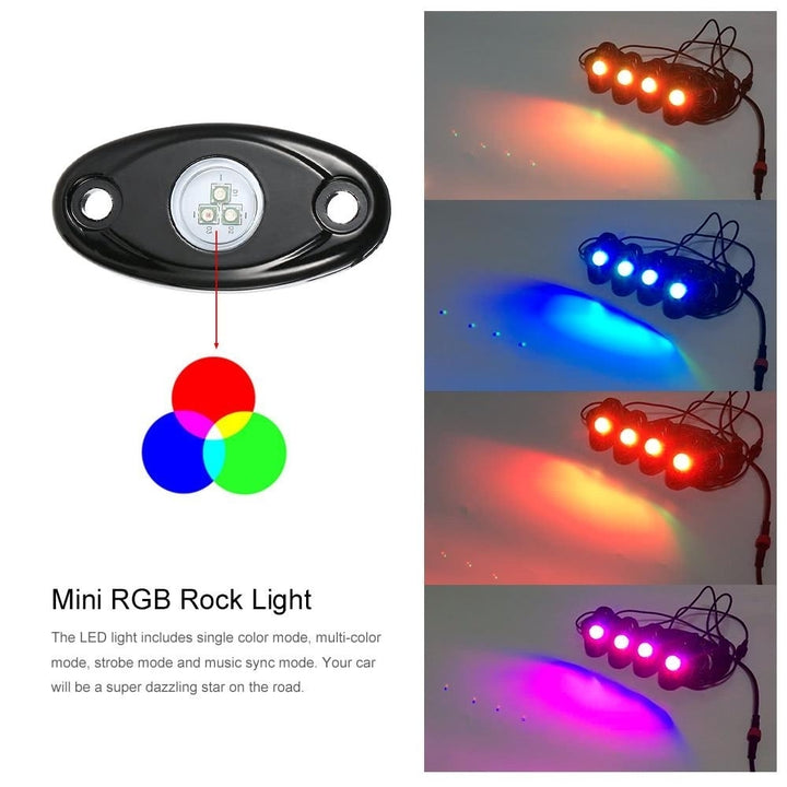 4pcs 12V RGB LED Rock Lights for Jeep Off Road SUV Truck Image 10