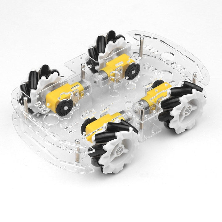 4WD Smart Car Chassis DIY Kit Omni-mobile Dual Layer Platform with 4 Omni-directional Wheels Image 1