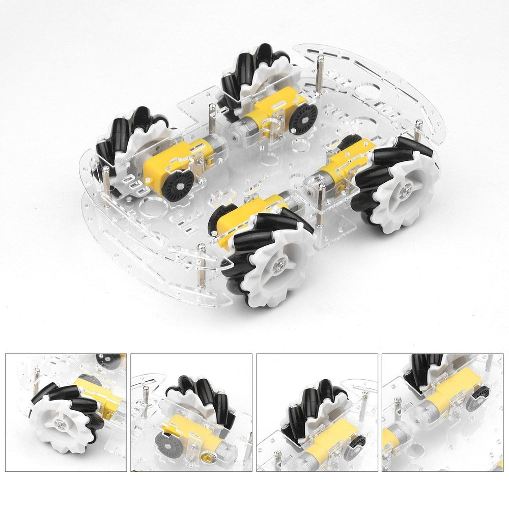 4WD Smart Car Chassis DIY Kit Omni-mobile Dual Layer Platform with 4 Omni-directional Wheels Image 10