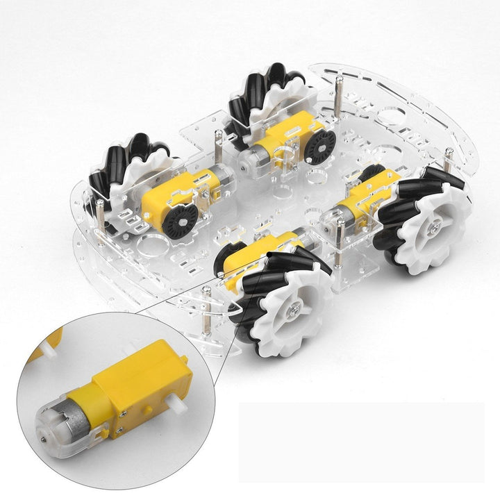 4WD Smart Car Chassis DIY Kit Omni-mobile Dual Layer Platform with 4 Omni-directional Wheels Image 12