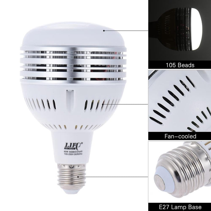 60W LED Daylight Balanced E27 5400K Light Bulb Studio Modeling Lamp for Photography Video Lighting 100~250V Image 6