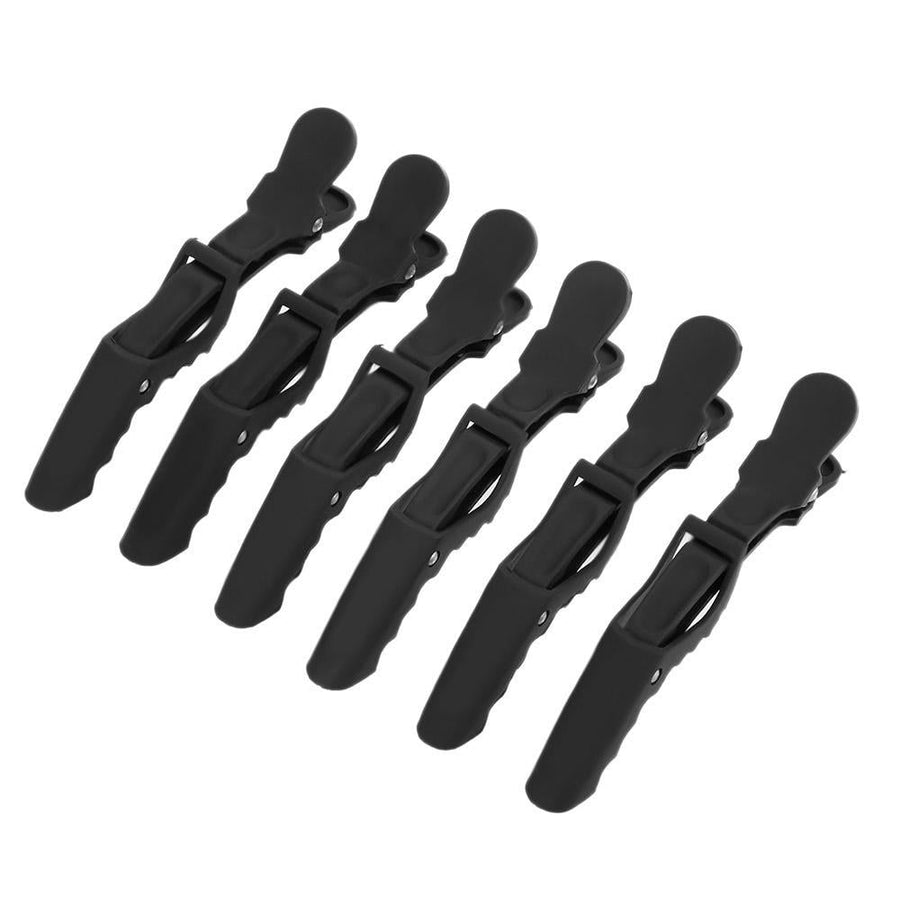 6Pcs Black Croc Hair Sectioning Grip Clips Hairdressing Cutting Clamps Professional Plastic Salon Styling Image 1