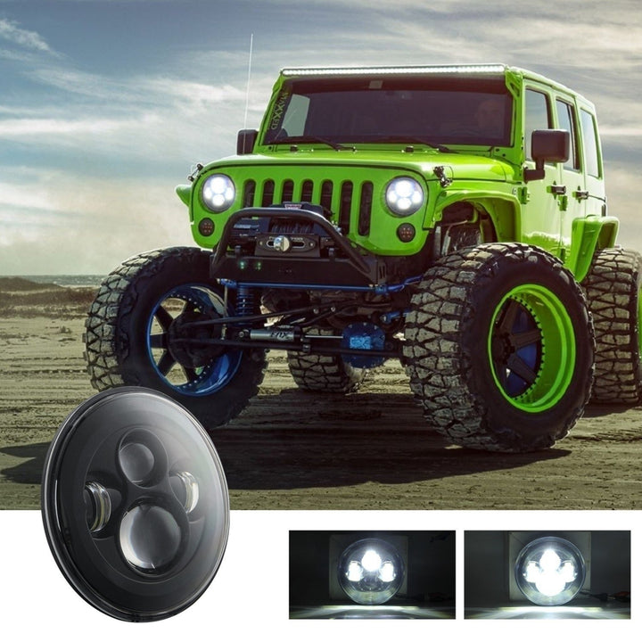 7 inch Round Black LED Headlight High Low Beam Replacement for Wrangler Image 4