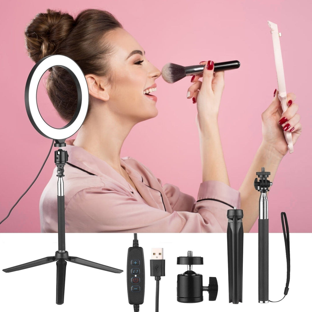 8inch Ring Light with Adjustable Tripod Stand Dimmable Selfie Makeup Ringlights for Video Live Stream Photography Image 8